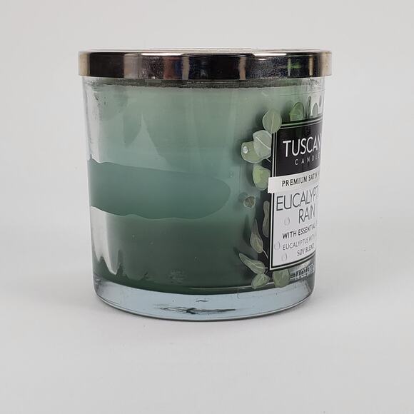 Tuscany Eucalyptus Rain 3 Wick Glass Jar Candle 14 Ounce - Picture 4 of 6